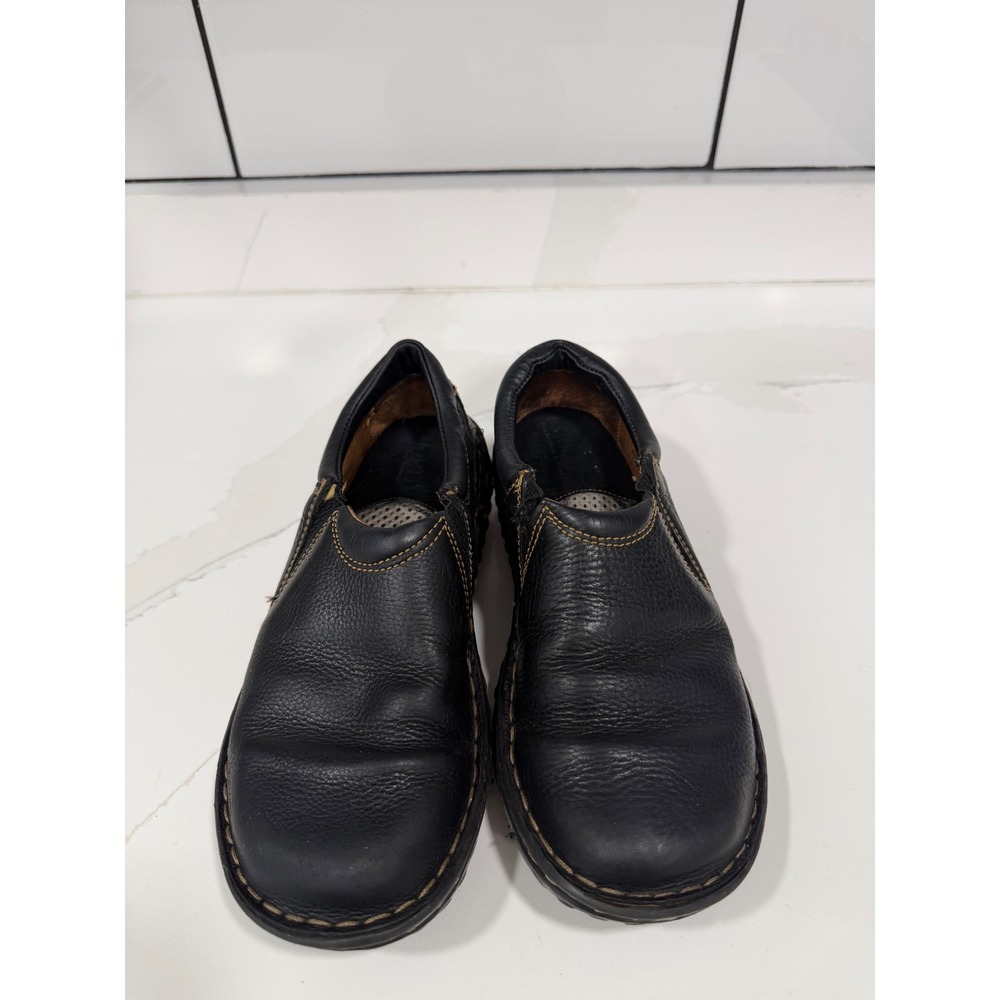 Born Handcrafted Black Leather Slip On Loafers W3642 Womens 6 Comfort Shoes